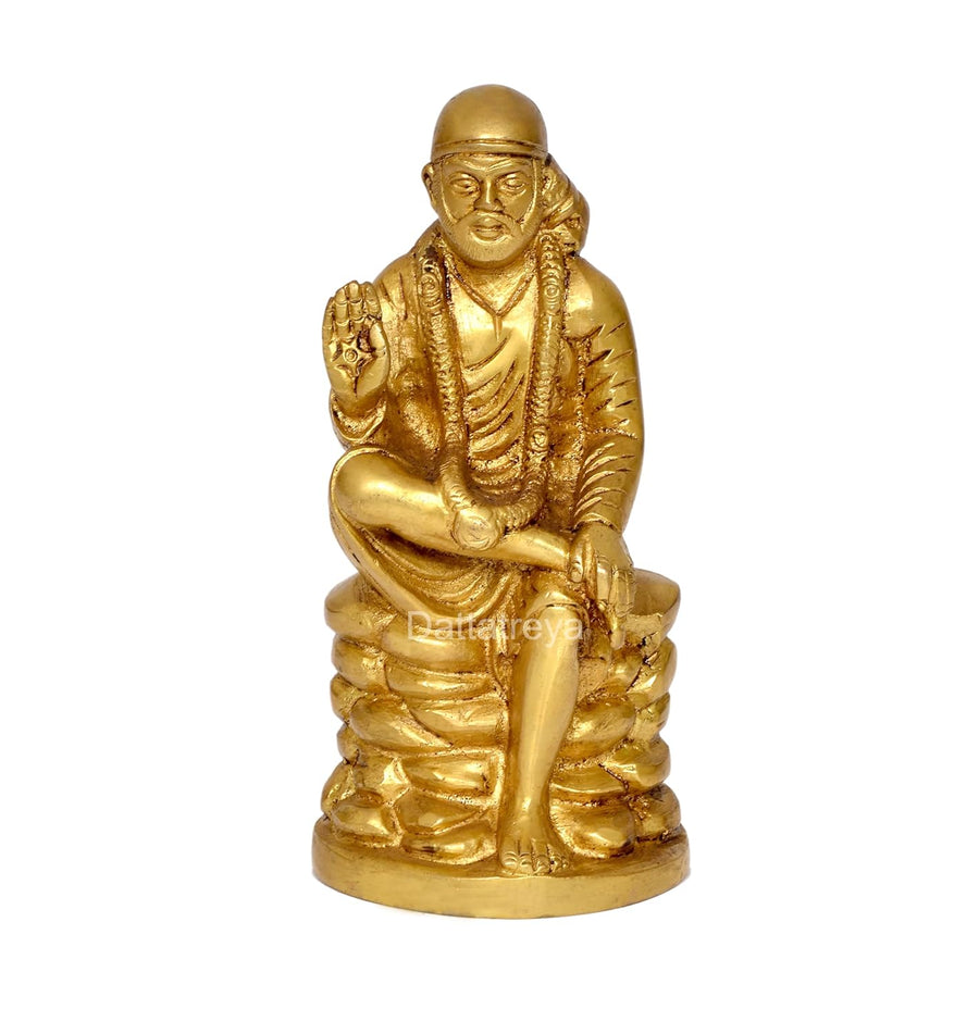 Brass Shirdi Sai Baba Statue Idol Sai Baba Religious Statue (Height: 6 Inch) Craft Detail