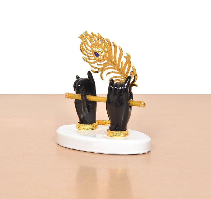 Resin Black Krishna Ji Hands with Flute Decor (Height: 4 Inch)