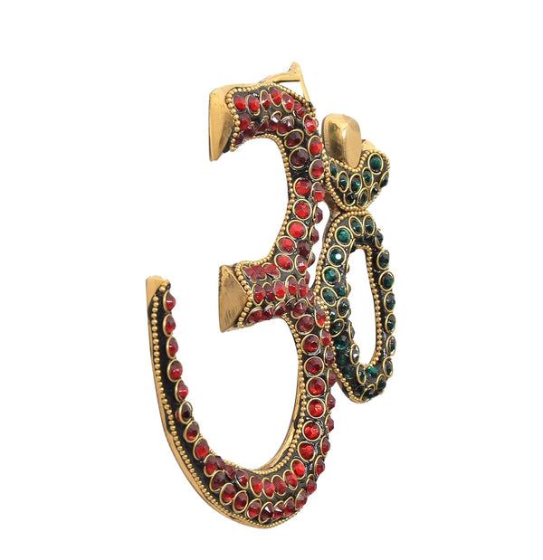 Brass OM Wall Hanging Sculpture (Height: 6 Inch) (Multicolor 2) Study Setting