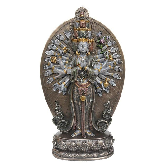 Resin Lokeswara Buddha depicting thousand arms and eyes (Height: 12 inches)