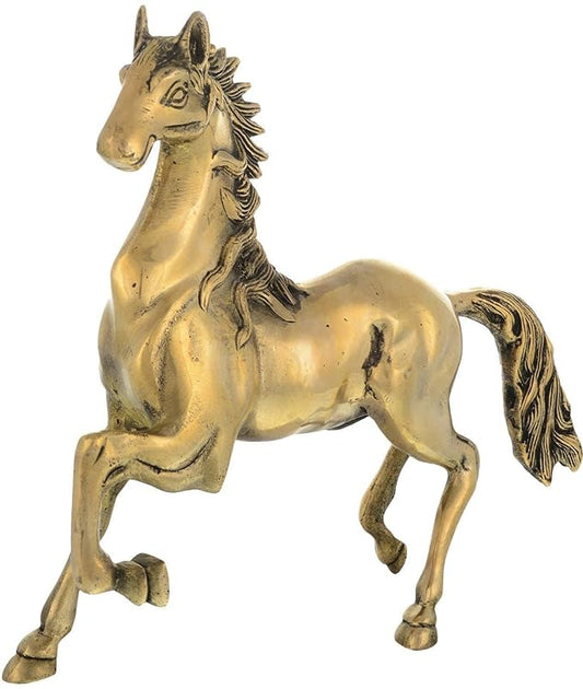 Brass Running Horse Showpiece (Height: 10.4 inches)