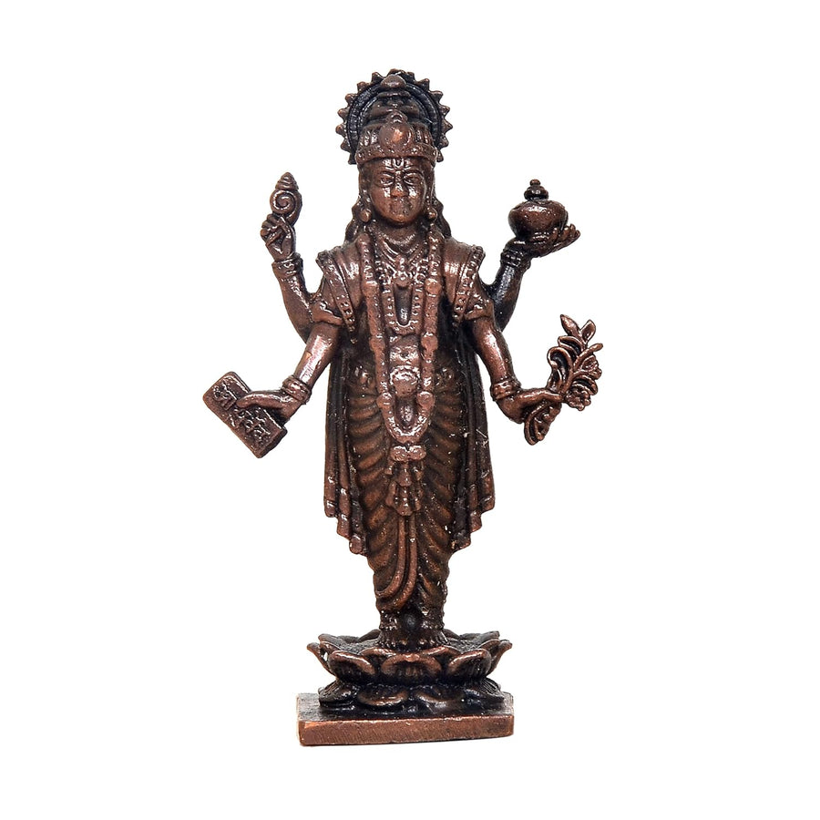Copper Dhanvantari Statue (Height 3 Inch) Craft Detail