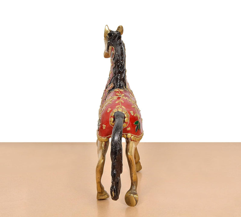 Brass Running Horse Showpiece (Height: 10.5 inch)