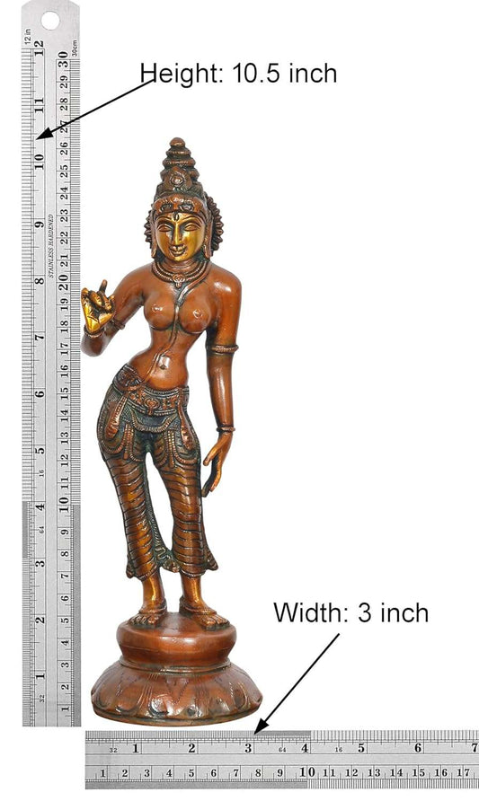 Brass Devi Uma Parvati Statue (Height: 10.5 Inch)