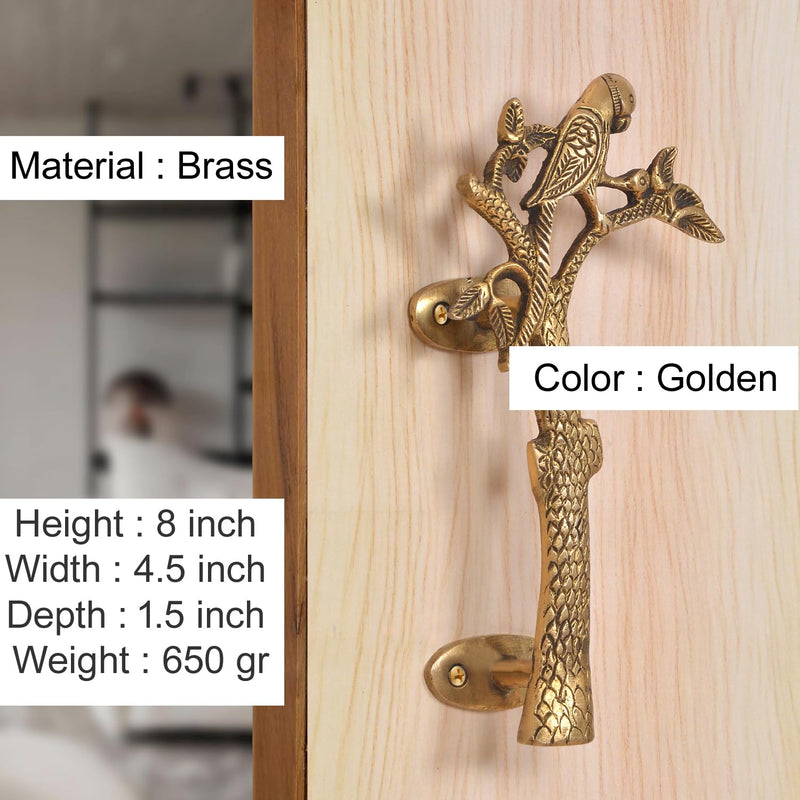 Brass Parrot Tree Shape Door Handles Pair (Pack of 2) (Height : 8 inch)