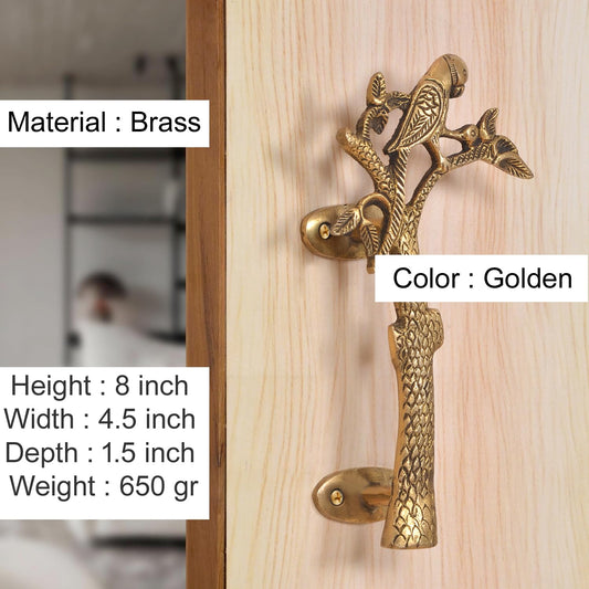 Brass Parrot Tree Shape Door Handles Pair (Pack of 2) (Height : 8 inch)