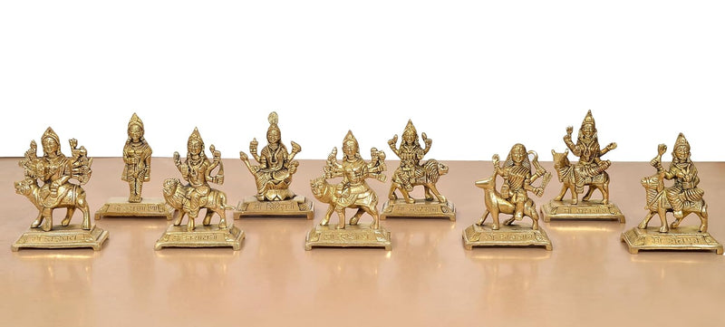 Brass Navdurga Idol (Height: 4.5 Inch)