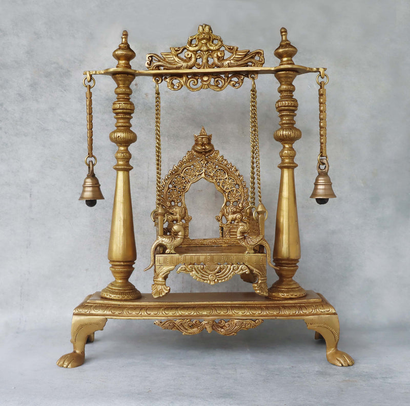 Brass Jhula With Bells (Height: 16 inches)