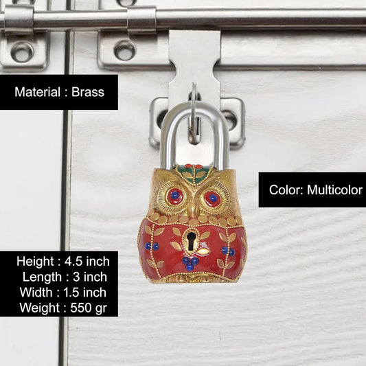 Brass Owl Bird Door Lock (Height : 4.5 inch) (Multicolor)