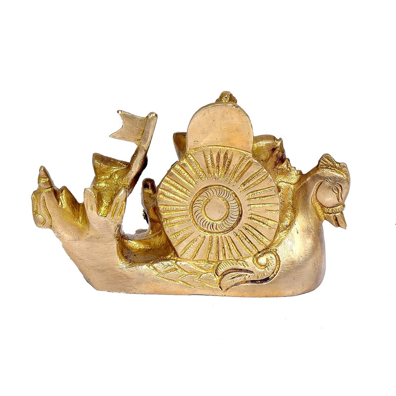 Brass Ganesha Sitting on Swan Palki (Height: 3 Inches)