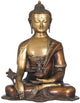 Brass Lord Buddha Statue Awakened in Antique (Height: 15.5 inches)