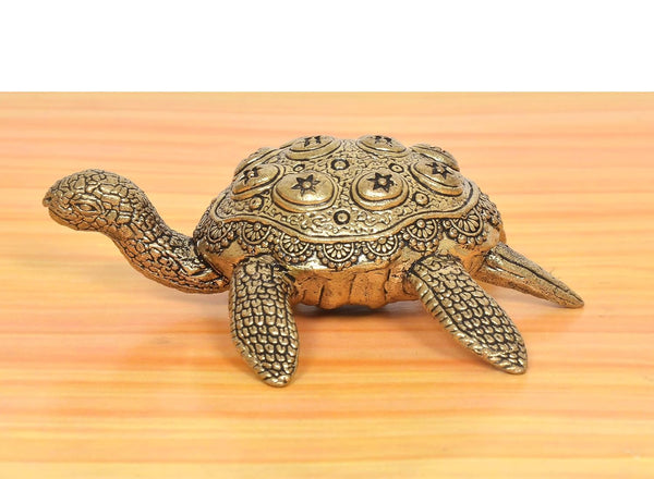 Superfine Brass Handcrafted Tortoise Figurine (Height: 1.5 Inch) Mandir Setting