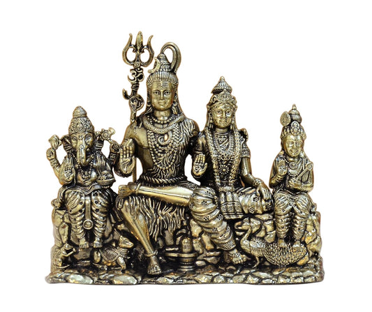 Superfine Brass Shiv Parivar Shiva Family Idol Family for Home Decor Mandir Pooja Showpiece (Height 4.5 Inch)