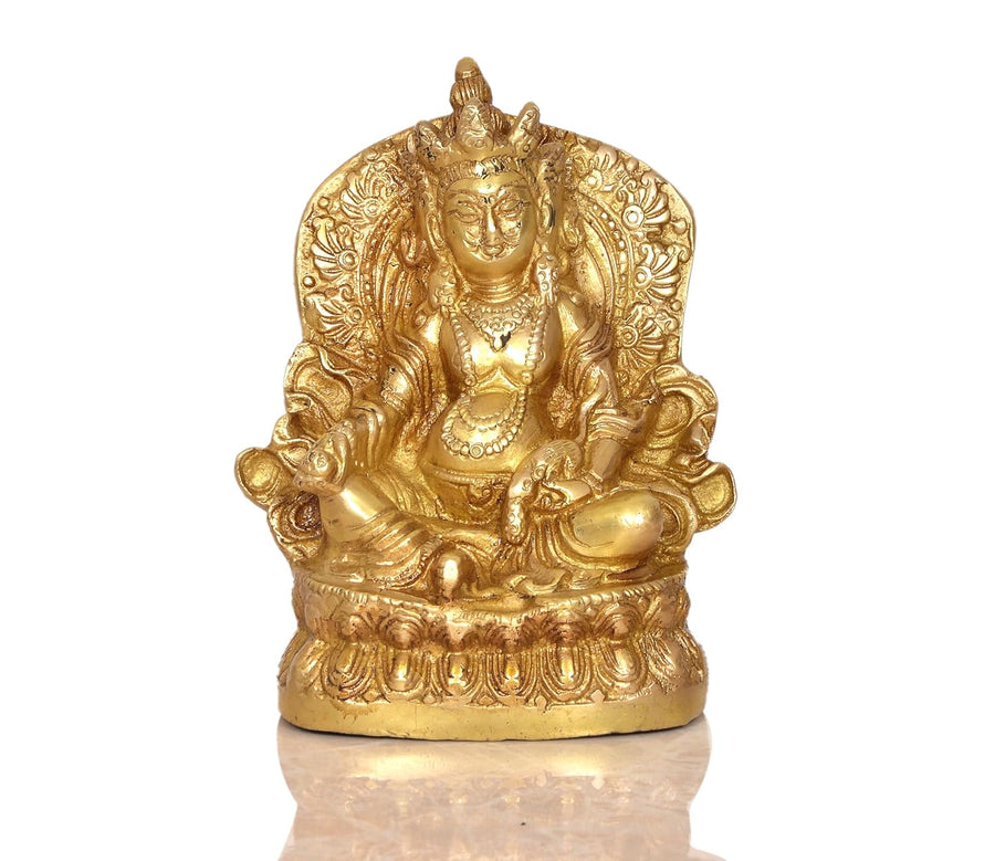 Brass Kubera God of Wealth Kuvera Kuber Kuberan Protector of The World Antique Statue Murti Statue (Height: 5.5 Inch) Craft Detail