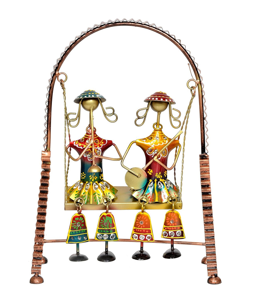 Iron Lady Musician Jhula Showpiece for Home Decor,Tabletop Decor Multicolour (Height 14 Inch) Craft Detail