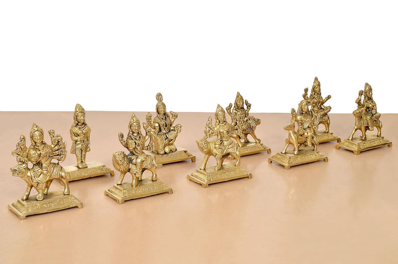 Brass Navdurga Idol (Height: 4.5 Inch)