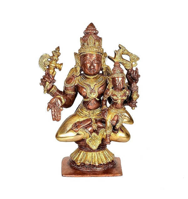 Brass Shiv Parvati Idol Statue for Temple Home Office Decor Gift Item Height : 7 inch Mandir Setting