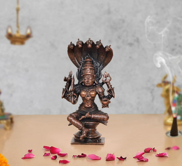 Copper Silai Karumariamman Mariamma Shakthi Devi Idol (Height 5 Inch) Mandir Setting