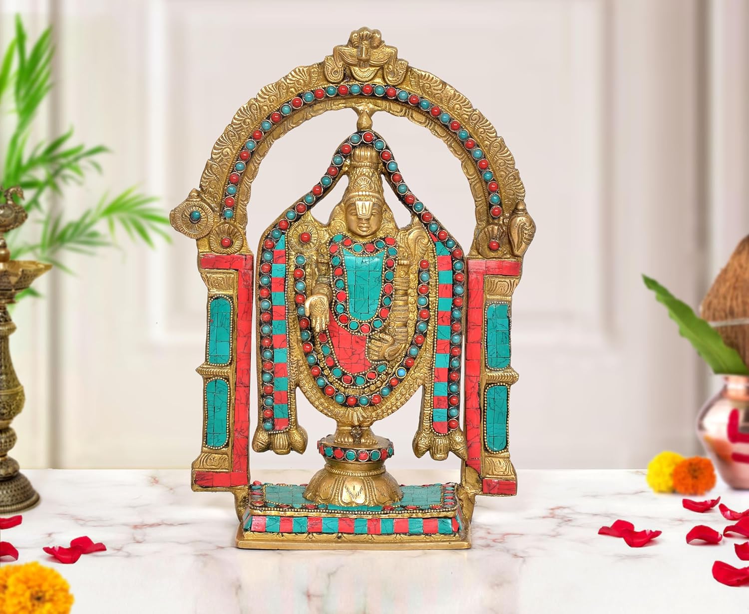 AONA Brass Standing Tirupati Balaji Idol