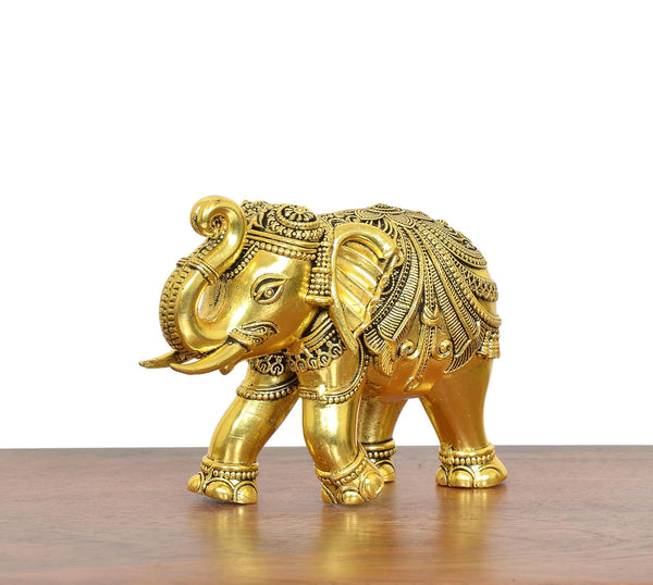 Superfine Brass Elephant Decorate for Your Home Decor golden (Height: 3 Inch) Study Setting