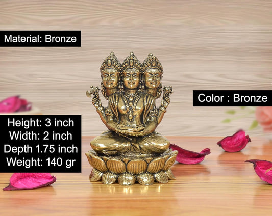 Superfine Brass Trimurti Brahma Vishnu Mahesh Idol (Height 2 Inch)