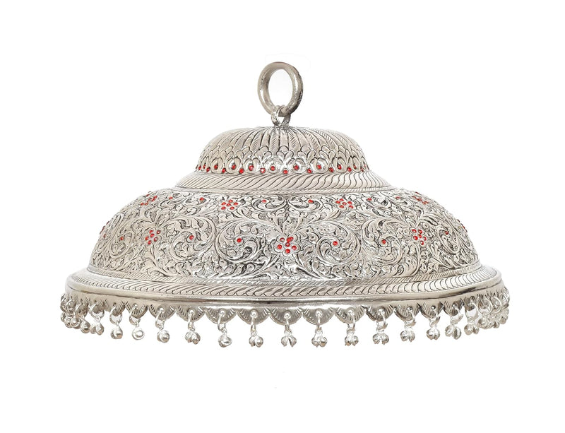 Metal Silver Carved Chattar for God (Height : 7 Inch)