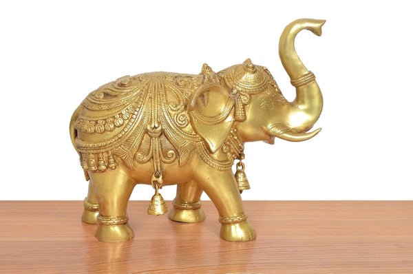 Brass Elephant Figurine (Height 13 Inch) Study Setting
