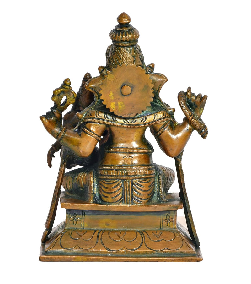 Brass Ganesha with Siddhi Idol - Hindu Deity Statue for Home Temple (Height : 7 inch)
