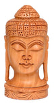 Craft Wooden Buddha Head Collectible Statue (Height: 11 inches)