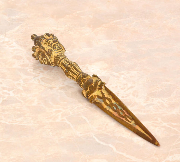Brass Tibetan Handmade Dorje Vajra Furba Phurpa Dagger Adjustable Pendants (Height: 8.5 inch) (Multicolor 1) Mandir Setting