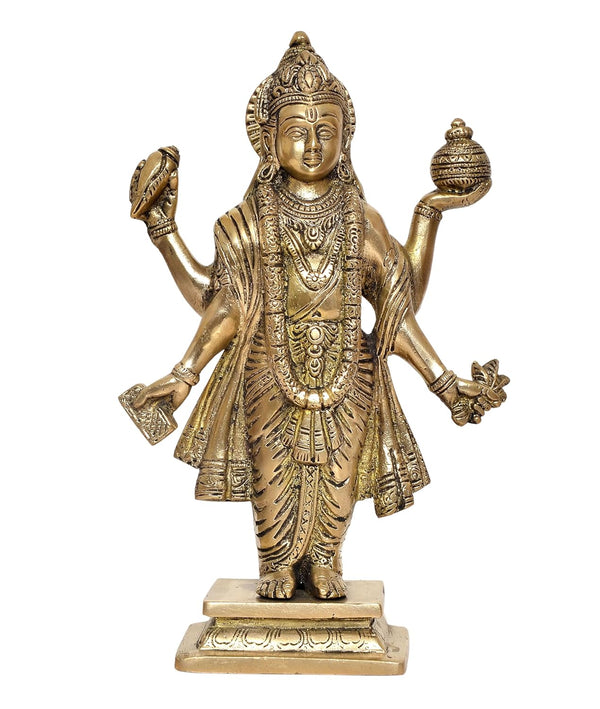 Brass Dhanvantri The Physician of God Statue for Home Office Decor Diwali Pooja Mandir,(Height 10 Inch) Entryway Setting