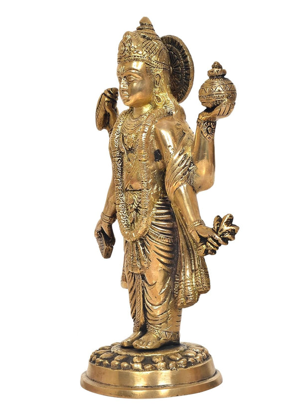 Brass Dhanvantri The Physician of God Statue for Home Office Decor Diwali Pooja Mandir,(Height 10.5 Inch) Study Setting