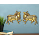 Brass Kamdhenu Cow Pair Wall Hanging Vastu Gau MATA Statues for Home Decor and Ofice Wall Decor Vastu Pooja Figurine (Height: 4 inch) (Gold)