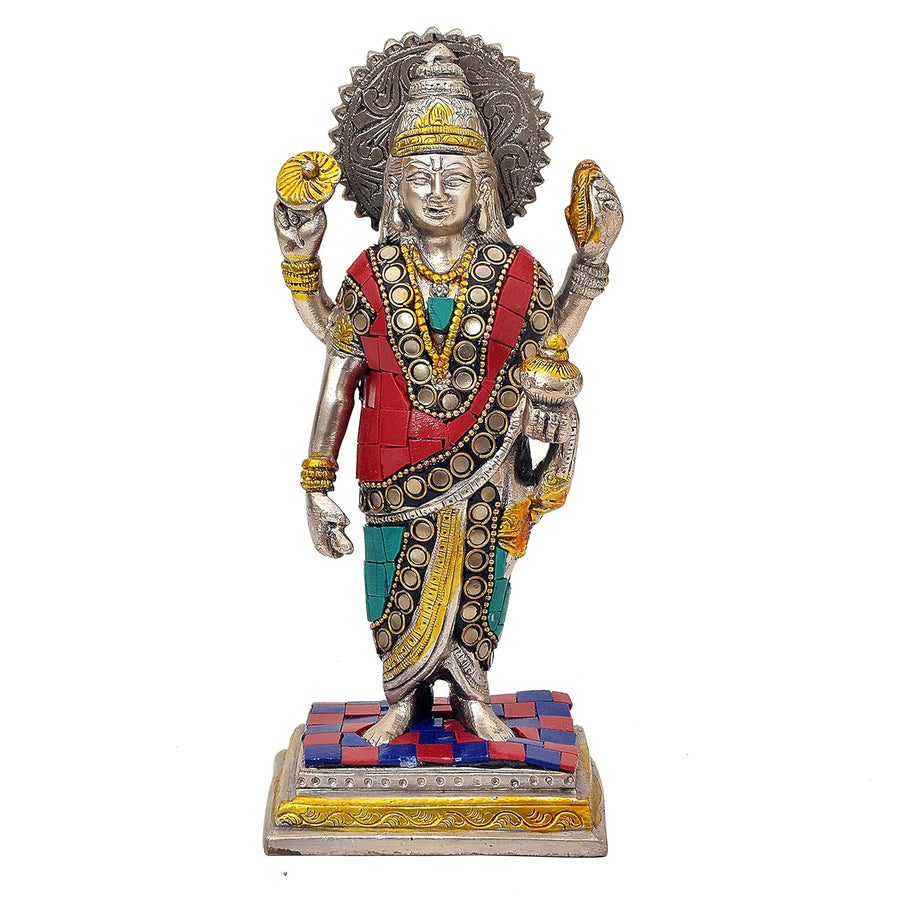 Dhanvantari The Physician of Gods Brass Statue Murti Height 8 inches Craft Detail
