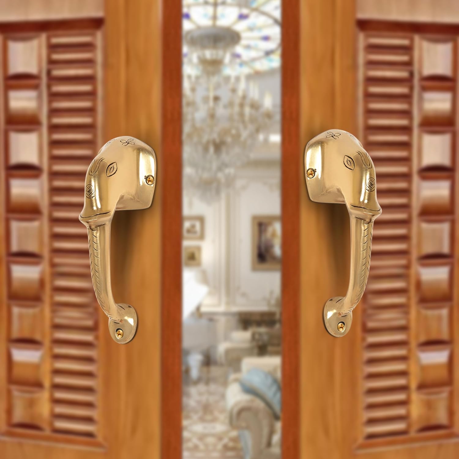 AONA Brass Ganesha Face Door Handle Pair (Pack of 2)