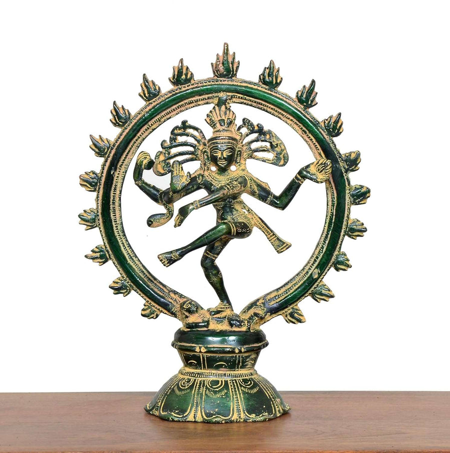 Brass Natraj Lord Shiva Dancing (Height: 9 inch) (Multigreen) Craft Detail