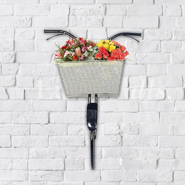 Iron Cycle Wall Hanging for Books Newspaper Flowers (Height: 27 Inches) Mandir Setting