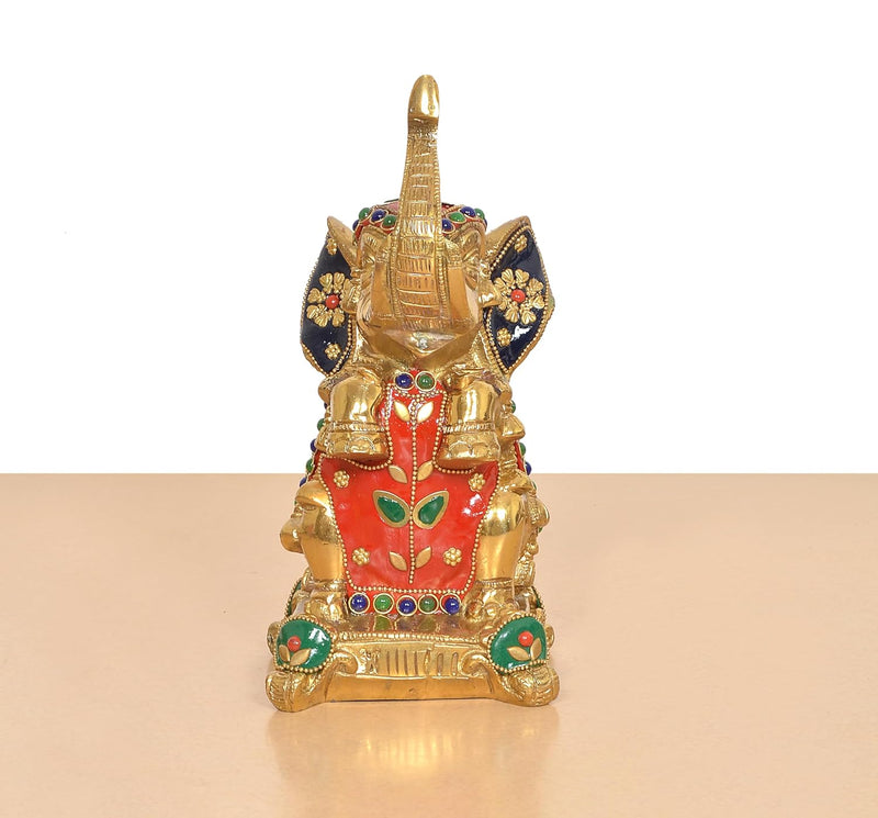 Brass Elephant Figurine (Height : 8.5 Inch)