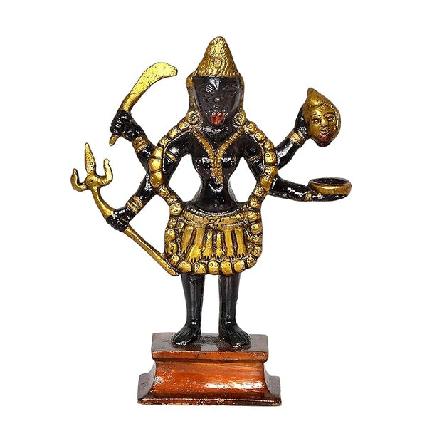 Brass Goddess Kali MATA Idol Statue Figurine for Home Office Temple Puja Height 6 Inch Entryway Setting