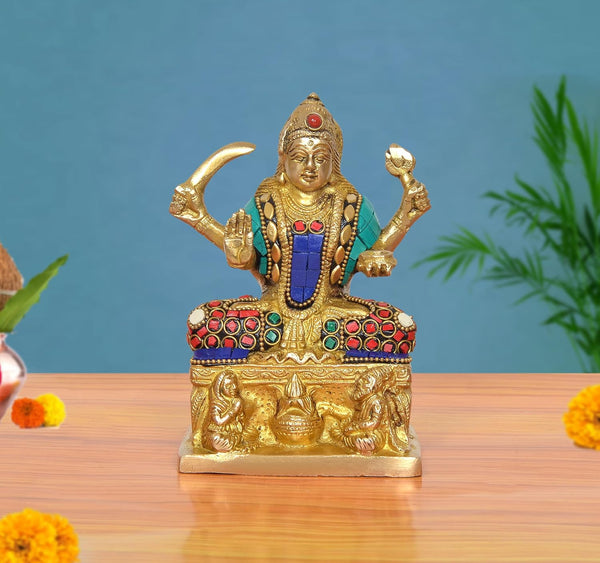Brass Santoshi Mata Idol (Height 6 Inch) (Multicolor) Mandir Setting