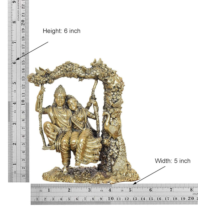 Bronze Radha Krishna Idol on Swing  (Height : 6 Inch)