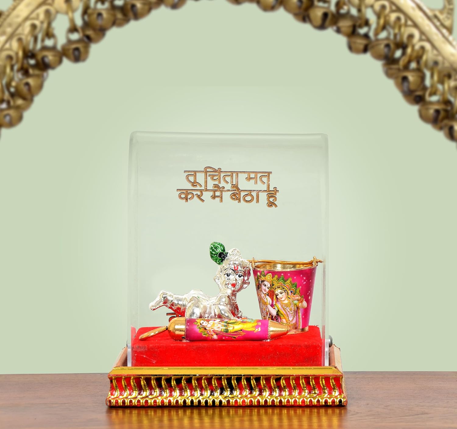 Laddu Gopal Krishna Decorated Box with Balti Pichkari (Width - 5 inches)