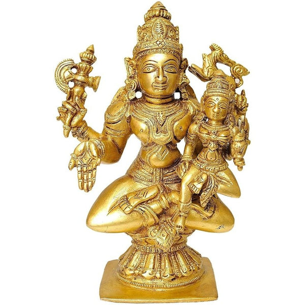 Brass Shiva Parvati, Height: 7" Mandir Setting