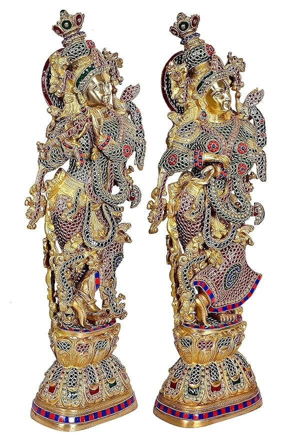 Brass Radha Krishna Statue (Height: 29 Inches)