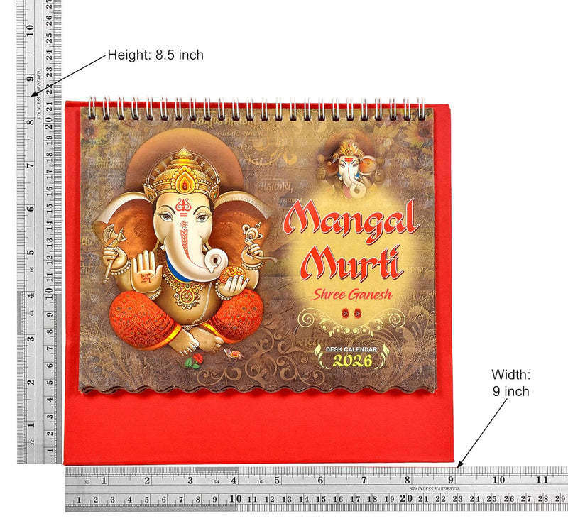 Table Calendar 2026 Mangal Murti Shree Ganesh |12 Months| (Size 8.5 x 9 Inch)