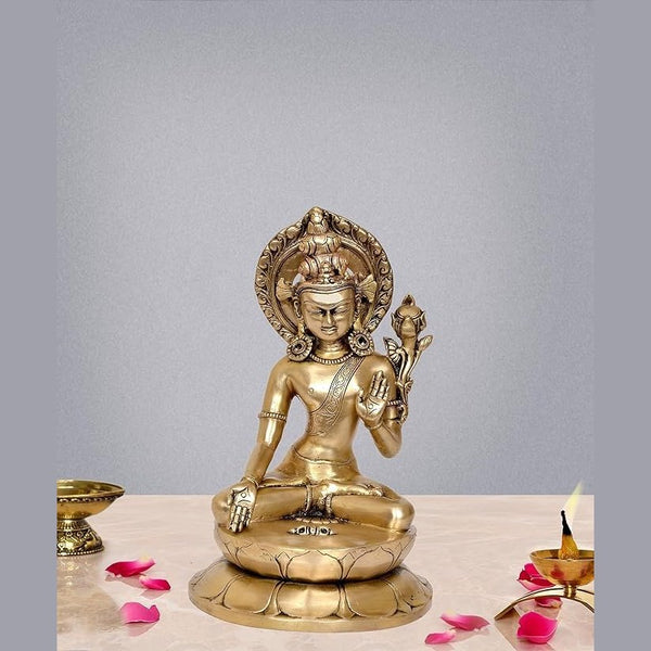Brass Indra Dev Statue Home Decor Pooja Mandir Inder Dev Sculpture of Lord Indra (Height 12 Inch) Mandir Setting