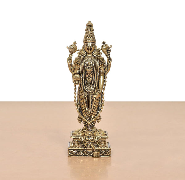 Superfine Brass Standing Lord Tirupati Bala Ji Idol (Height 4 Inch) Study Setting