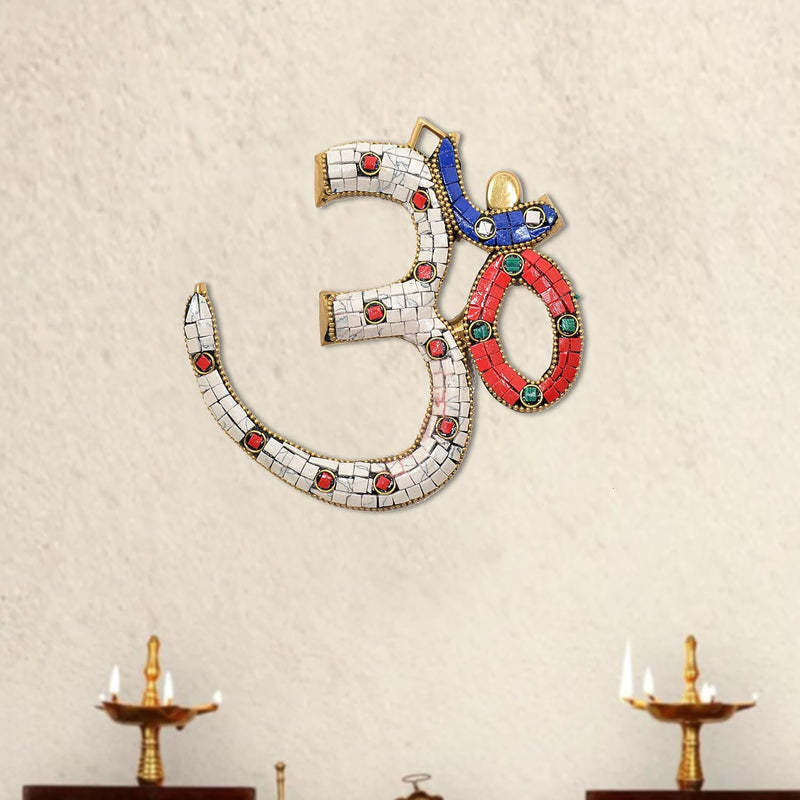 Brass OM Wall Hanging Sculpture (Height: 8 Inch) (Multicolor 1)