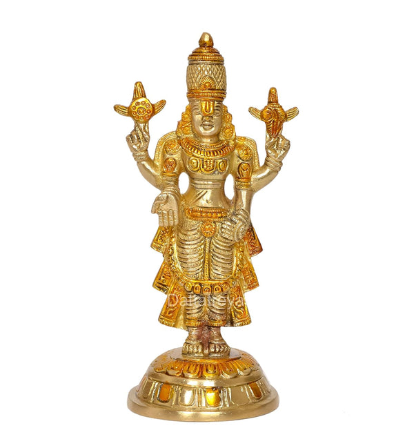 Brass Lord Tirupati Bala Ji Idol Statue Home Temple Office Figurine Showpiece Multicolour (Height 7.5 Inch) Entryway Setting