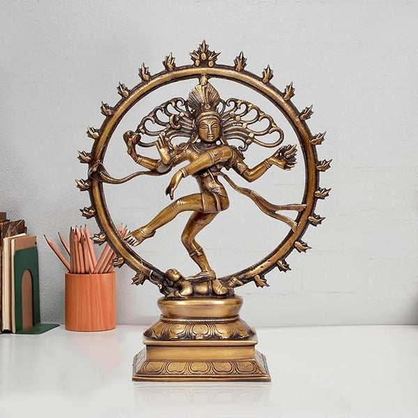 Brass Natraj Lord Shiva Dancing Natraj Brassl Idol Statues (Height: 13.5 inch) Mandir Setting